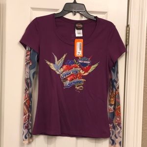 NWT Harley Davidson women tattoo sleeve top medium